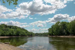 Sunny view of the Mississippi River in St Paul, Minnesota